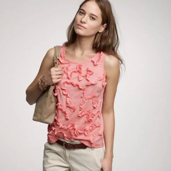 J. Crew Ruthie Ruffle Shell Sleeveless Blouse - Picture 2 of 8
